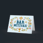 MAZEL TOV BAr MITZVAH Jewish Hand-drawn Custom  Card<br><div class="desc">Hand drawn text by me for you. Great for a bar mitzvah. Add your own text to the inside of the card or change the background colours. Check my shop for BAT MITZVAH versions and other text too. For more designs and colours check my shop! Or let me know if...</div>