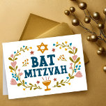 MAZEL TOV BAT MITZVAH Jewish Floral Customisable  Card<br><div class="desc">Hand drawn text by me for you. Great for a bat mitzvah. Add your own text to the inside of the card or change the background colours. For more designs and colours check my shop! Or let me know if you'd like something custom. Ask if you don't find what you...</div>