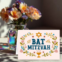 MAZEL TOV BAT MITZVAH Jewish Floral Customisable
