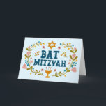 MAZEL TOV BAT MITZVAH Jewish Floral Customisable  Card<br><div class="desc">Hand drawn text by me for you. Great for a bat mitzvah. Add your own text to the inside of the card or change the background colours. For more designs and colours check my shop! Or let me know if you'd like something custom. Ask if you don't find what you...</div>
