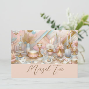 Mazel Tov Card Modern, Pink Gold Chic Aesthetic, 