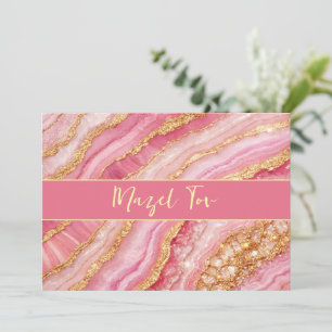 Mazel Tov Congratulations Card, Chic Gold Pink Invitation