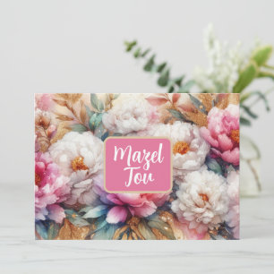 Mazel Tov Congratulations Card, Floral Watercolor, Invitation