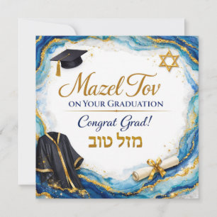 Mazel Tov on Your Graduation Card   Blue Agate