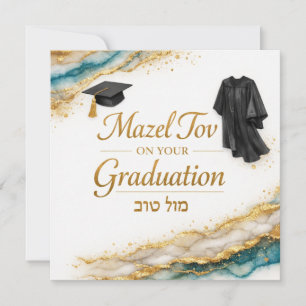 Mazel Tov on Your Graduation Card   Blue Gold
