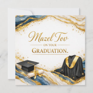 Mazel Tov on Your Graduation Card Blue Gold