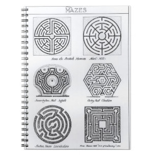 Mazes, c.1900 (engraving) (b/w photo) spiral notebook