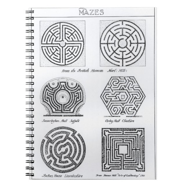 Mazes, c.1900 (engraving) (b/w photo) spiral notebook (Front)