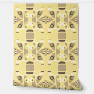 Mazipoodles Abstract Leapfrog Sepia on Buttermilk Wallpaper