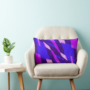 Mazipoodles Abstraction Perspective Indigo Fuchsia Lumbar Cushion