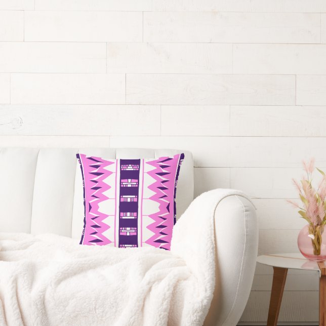 Mazipoodles Afrofuturist Pattern - Pink Purple Cushion (Couch)