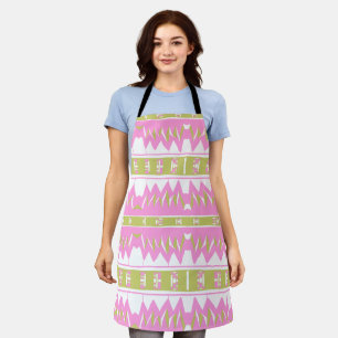 Mazipoodles Afrofuturist Pattern - Pink White Gree Apron