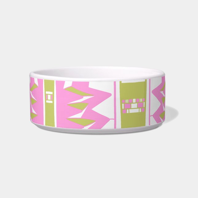 Mazipoodles Afrofuturist Pattern Pink White Green  Bowl (Front)