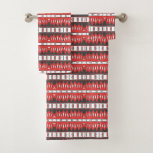 Mazipoodles Afrofuturist Pattern - Scarlet Grey Bath Towel Set
