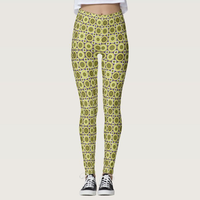 Mazipoodles Bitesize Olive Green Doughnuts With Wh Leggings (Front)