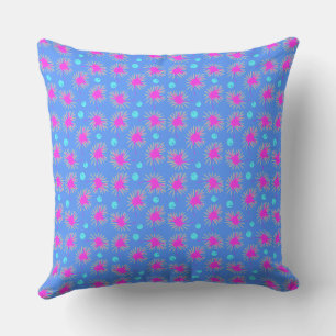 Mazipoodles Bold Daisies - Blue Fuchsia Turquoise Cushion