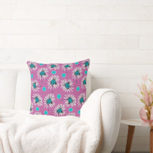 Mazipoodles Bold Daisies - Dusty Pink Turquoise  Cushion