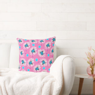 Mazipoodles Bold Daisies - Pink Turquoise Cushion