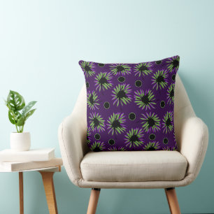 Mazipoodles Bold Daisies - Purple Black Green Cushion