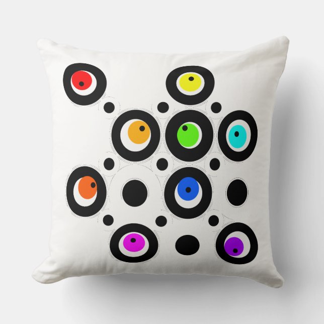 Mazipoodles Circles And Dots Pattern Rainbow Black Cushion (Front)