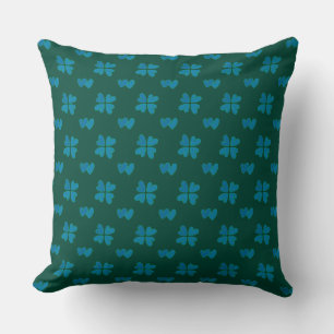 Mazipoodles Dusty Blue Hearts On Dark Green Cushion