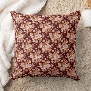 Mazipoodles Floral Bubbles Argyle Brown Mix White  Cushion
