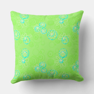 Mazipoodles Floral Bubbles - Green Blue Lemon Cushion