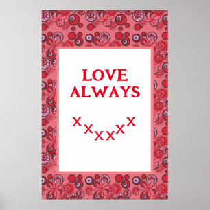 Mazipoodles Floral Bubbles Love Kiss Red Poster
