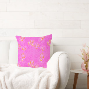 Mazipoodles Floral Bubbles - Pink Orange Cushion