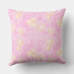 Mazipoodles Floral Bubbles - Pink Yellow White Cushion