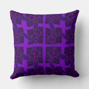 Mazipoodles Floral Love Hearts Check - Purple C Cushion