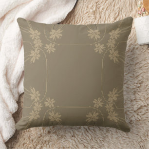 Mazipoodles Flowers Love To Sing - Sepia Neutral  Cushion