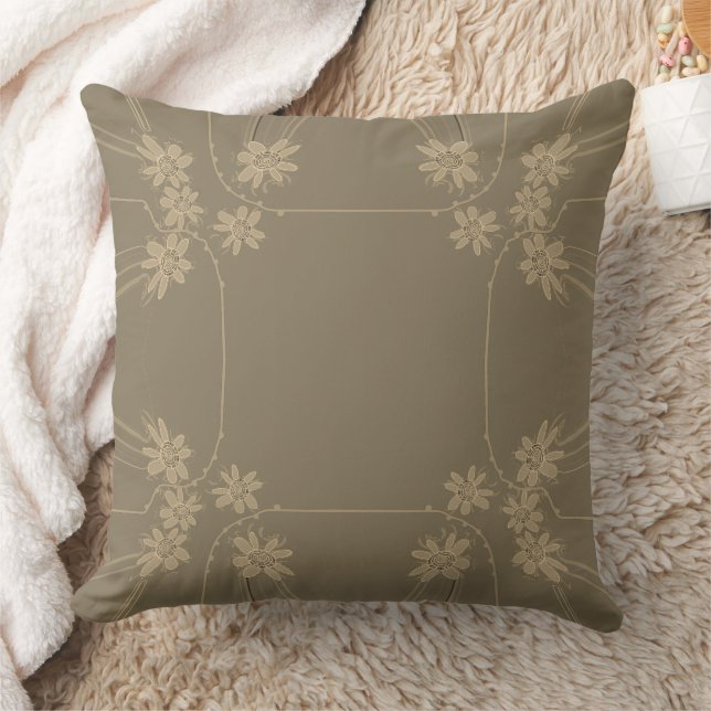 Mazipoodles Flowers Love To Sing - Sepia Neutral  Cushion (Blanket)