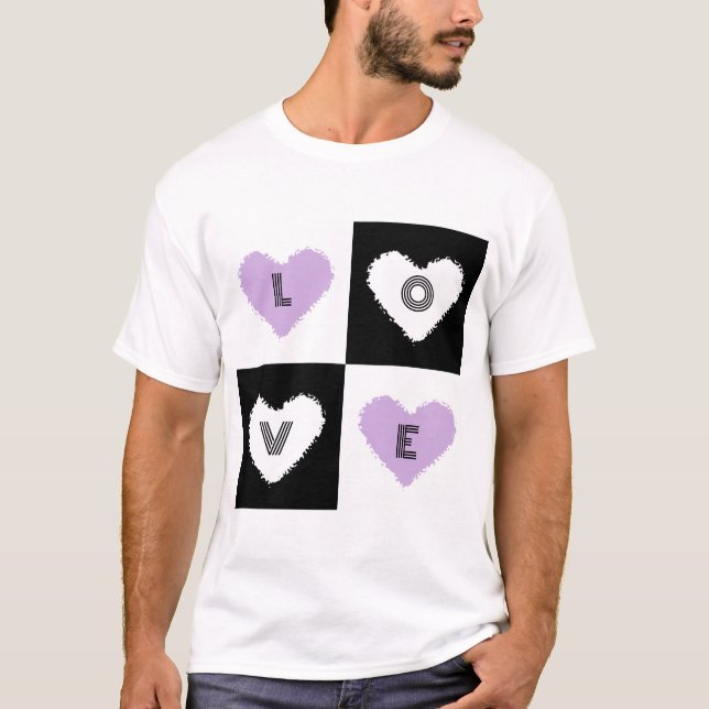 Mazipoodles Hearts Abstraction Lilac Love T-Shirt (Front)