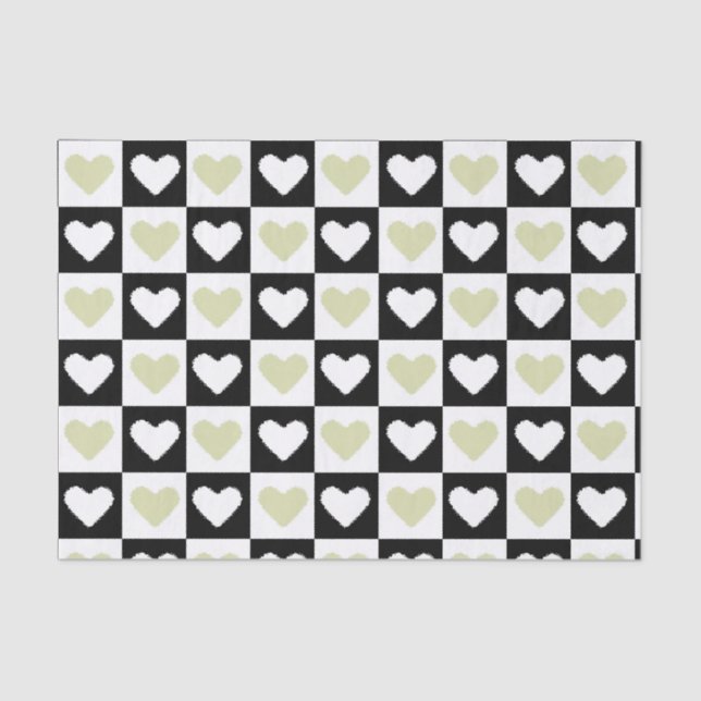 Mazipoodles Hearts Abstraction Olive Green Mini Tissue Paper (Front)