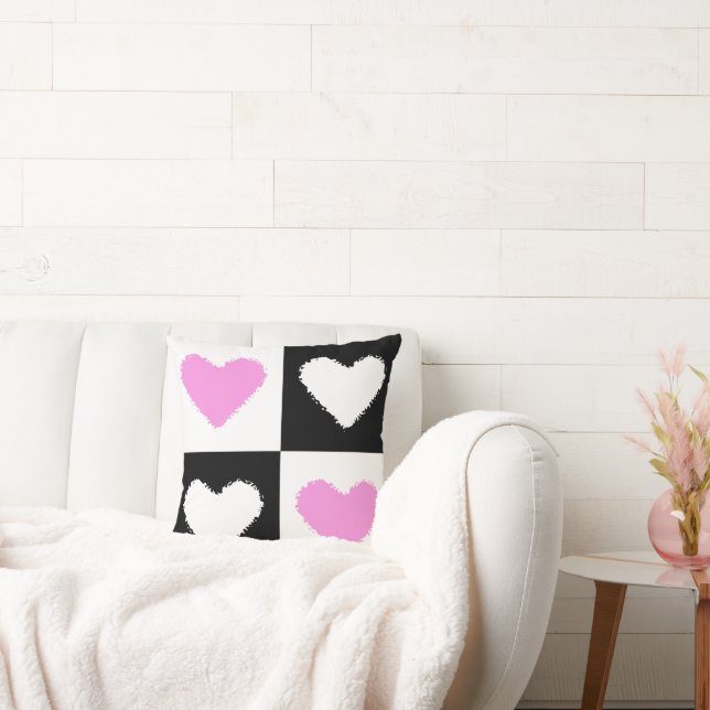 Mazipoodles Hearts Abstraction Pink Cushion (Couch)