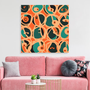 MAZIPOODLES I Spy Eye Orange Teal Black Canvas Print