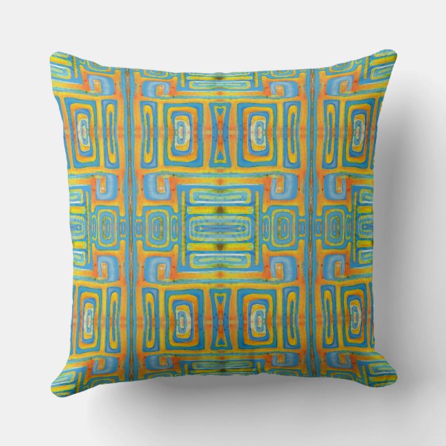 Mazipoodles In The Loop Orange Teal Cushion (Back)