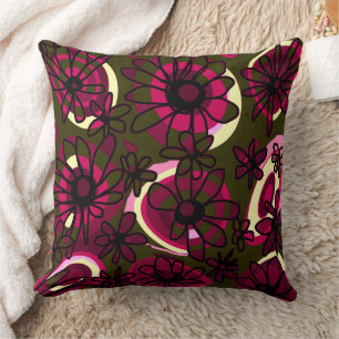 Mazipoodles Love Flowers - Green Magenta Pink 4 Cushion
