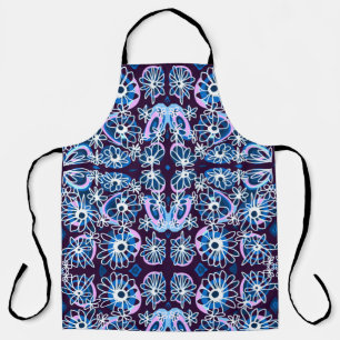 Mazipoodles Love Flowers - Indigo Blue Lilac White Apron