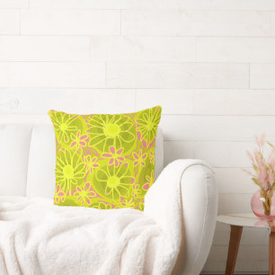 Mazipoodles Love Flowers - Lime Coral Pink Cushion