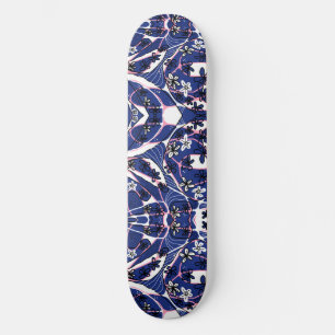 Mazipoodles Maximalist Floral Neuro Art Blue Pink  Skateboard