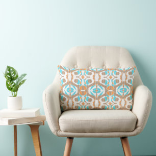 Mazipoodles Neuro Art - Brown Orange Turquoise Lumbar Cushion