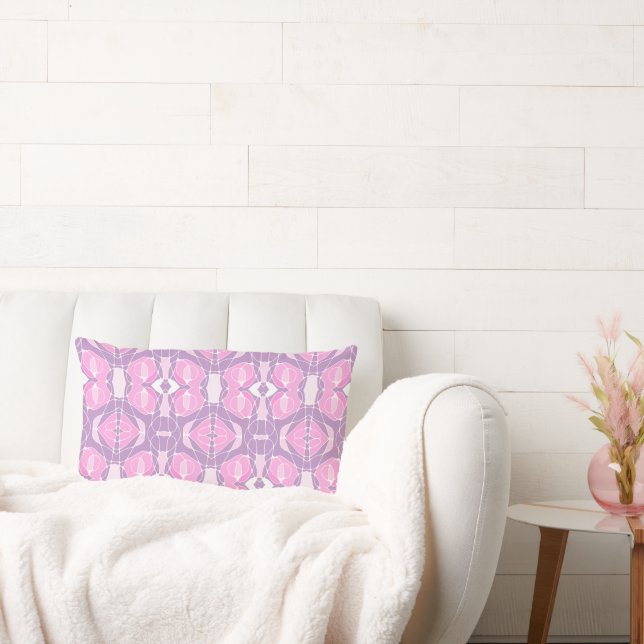Mazipoodles Neuro Art - Dusty Pink Lilac white Lumbar Cushion (Couch)
