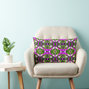 Mazipoodles Neuro Art - Green Pink Magenta Lumbar Cushion
