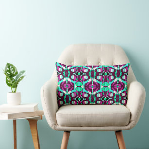 Mazipoodles Neuro Art - Magenta Turquoise Green Lumbar Cushion