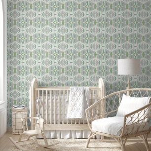 Mazipoodles Neuro Art - Pastel Grey Teal Green Wallpaper