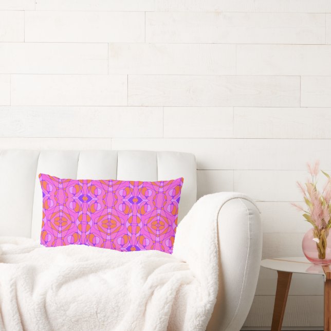 Mazipoodles Neuro Art Pink Orange Purple Lumbar Cushion (Couch)