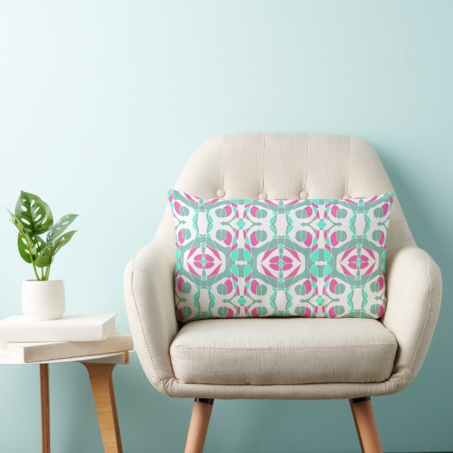 Mazipoodles Neuro Art - Teal Turquoise Cerise Lumbar Cushion (Chair)