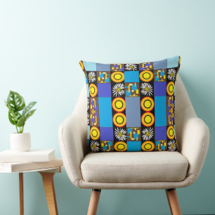 Mazipoodles Patchwork Quilt 3 Blue Cushion